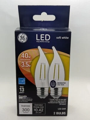 GE LED CAM Light Bulb Medium base Soft White Clear 40 Watt Dimmable 2-Pack  - Image 1 of 4