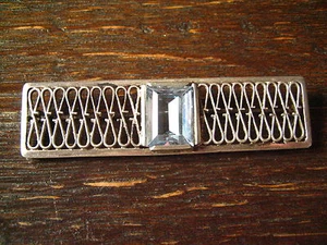 tolle Art Deco Brosche Krawattennadel aquamarin Stein 835er Silber Handarbeit - Picture 1 of 5