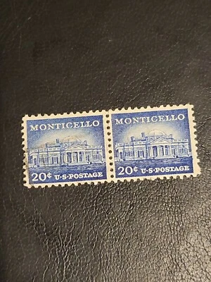 US Stamps Scott #1047 ~ 1956 20c MONTICELLO Used Pair -#3844 - Image 1 of 3