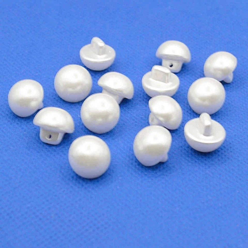 PEARL WHITE HALF BALL DOMED SHANK BUTTONS 13mm - Image 1 of 1