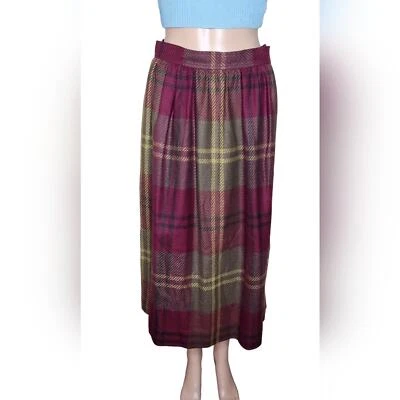 Yves Saint Laurent Variation Vintage Mujer Multi Cuadros Lana Midi Falda Talla 8 Foto 1 de 4