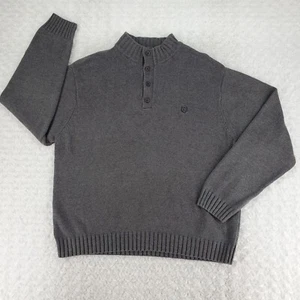 Chaps Pullover Herren XL* grau Langarm Pullover 1/4 Knopf Mock Ausschnitt Baumwolle - Bild 1 von 12
