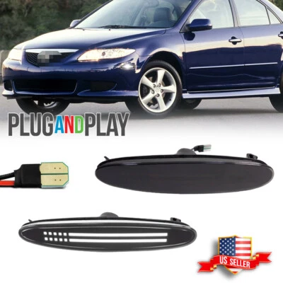 Smoked Lens White LED Front Bumper Side Marker Light for 03-08 Mazda 6 MPS GG GY - Image 1 of 4