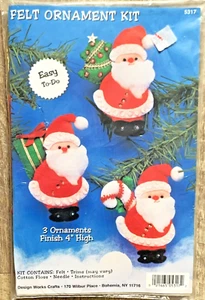 3er Set Weihnachtsmann groß 4" Ornamente Weihnachten Bastelset Filz & Pailletten Neu aus altem Lagerbestand - Bild 1 von 7