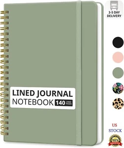 Lined Spiral Journal Notebook for Women & Men, 140 Pages, College Ruled Hardcove - Picture 1 of 8