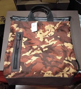 Zaino Coach in nylon e pelle con corde. Verde mimetico multi... unisex nuovo con etichette - Foto 1 di 10