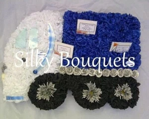 Camión de flores funerarias de seda artificial camión articulado corona conmemorativa homenaje - Imagen 1 de 11