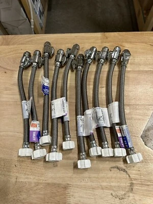 Línea de suministro de inodoro trenzado 1/2” Push Connect x 7/8” Ballcock x 12” (paquete de 10) Foto 1 de 2