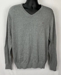 Suéter Camisa Grande Tommy Hilfiger Gris Cuello en V Algodón Mangas Largas #22G - Imagen 1 de 7