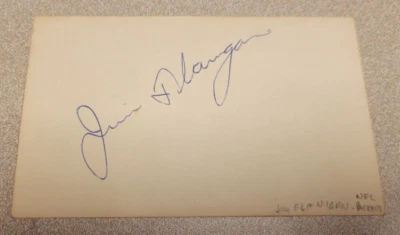 JIM FLANAGAN SR & REG FLEMING SIGNED 3x5 INDEX CARD NFL NHL AUTOGRAPH PACKERS - Image 1 of 2