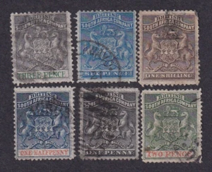 Rhodesia 1892-4 issues x6 ½d-1/- good to fine - some pf faults - Picture 1 of 2