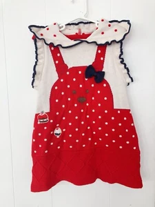 Christmas red Sleeveless sweater dress with bear for girls - Picture 1 of 5