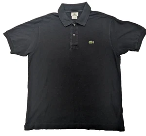 Lacoste Polo Shirt Mens 5 Large Black Solid ⛳ SS Large Pique Cotton - Picture 1 of 13