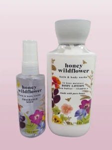 BATH & BODY WORKS HONEY WILDFLOWER BODY LOTION 8 OZ & FINE FRAGRANCE MIST 3 OZ - Picture 1 of 2