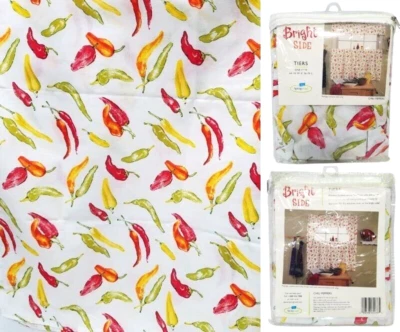 2 Sets Kitchen Curtain Tiers Only Chili Peppers 60"Wx36"L Springmaid Bright Side - Image 1 of 4