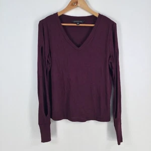 Forever New womens knit top size S burgundy red slit sleeves Vneck viscose070929 - Picture 1 of 9