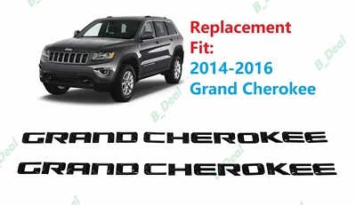 Gloss Black Door Grand Cherokee Letters Emblems Fit 2014-2016 - Image 1 of 3
