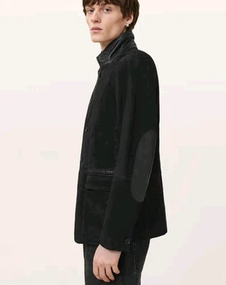 Chaqueta Blazer All Saints Survey Calce Ajustado Cuero Negro Envejecido Capas M Foto 1 de 4