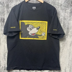 Uniqlo Keith Haring Mickey Mouse Shirt Men’s XL Black Disney Art Streetwear - Picture 1 of 6