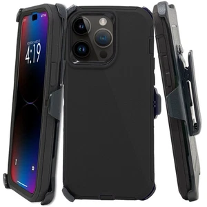 Black Defender Case For iPhone 17/16/15/14/13/12/11/ With BeltClip Fits Otterbox - Picture 1 of 4