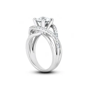 2 3/4 Carat G SI1 Round Cut Natural Certified Diamonds 950 Plat. Accent Ring - Picture 1 of 3