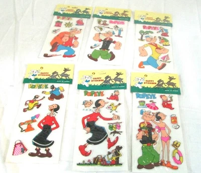 Lot Of 6 Vintage Popeye Puffy  Happy Sticker Sets, New, 1980s - Image 1 of 4