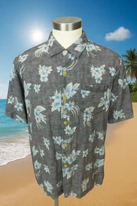 TOMMY BAHAMA Men’s Hawaiian Camp Shirt All Silk Floral Pattern Short Sleeve 2XL - Picture 1 of 13