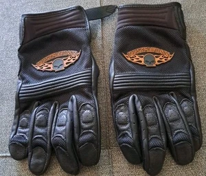 Harley Davidson Sz Lg Willie G Skull Touchscreen Goatskin Leather Gloves EUC - Picture 1 of 5