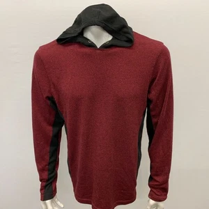 Burnside Men's Hooded Long Sleeve Shirt Size Large Burgundy Black Polyester5 * - Picture 1 of 4