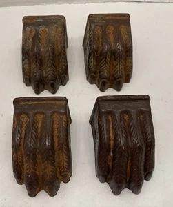 Antique/Vintage Lion Claw Feet Furniture Table Foot Old Hardware Lot of 4 - Picture 1 of 11