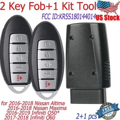 2 para Nissan Altima 2016 2017 2018 mando a distancia inteligente llavero + herramienta OBD KR5S180144014 Foto 1 de 4