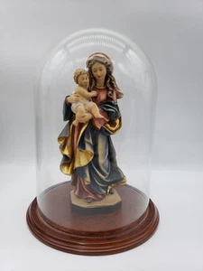 10" Virgin Mary Madonna with Baby Jesus DOLFI Catholic Wood Statue - Picture 1 of 12