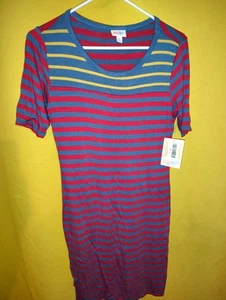 Lularoe Julia Women's Pullover Dress Sz Small S NWT Red Blue Yellow Striped New - Picture 1 of 5