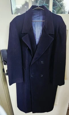 Vintage London Fog Overcoat Mens 40 Reg Navy Blue Wool Made in USA Topcoat 90s - Image 1 of 4