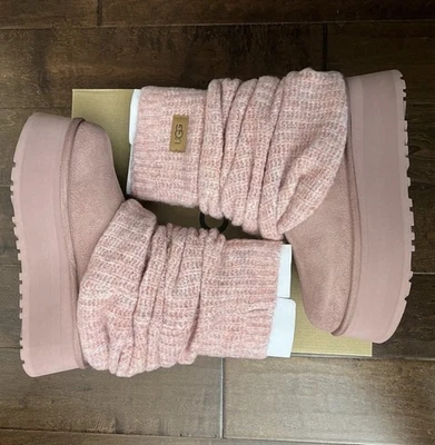 UGG классический мини ковш ноги подогреватель тапочки розовый рассвет женщин размер 8 новый в руке - Изображение 1 из 4