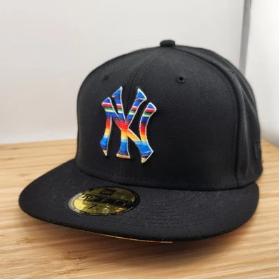 Sombrero ajustado de los Yankees de Nueva York, logotipo y ala de manta mexicana, patrón Serape, 7 3/8 Foto 1 de 4