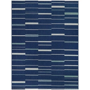 BALTA Hugo Navy 7 ft. 10 in. x 10 ft. Stripe Indoor/Outdoor Area Rug - Picture 1 of 5