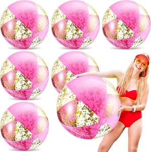 Large Inflatable Pink Beach Ball 36" Glitter Summer Games 2 Pcs High Quality - Picture 1 of 6