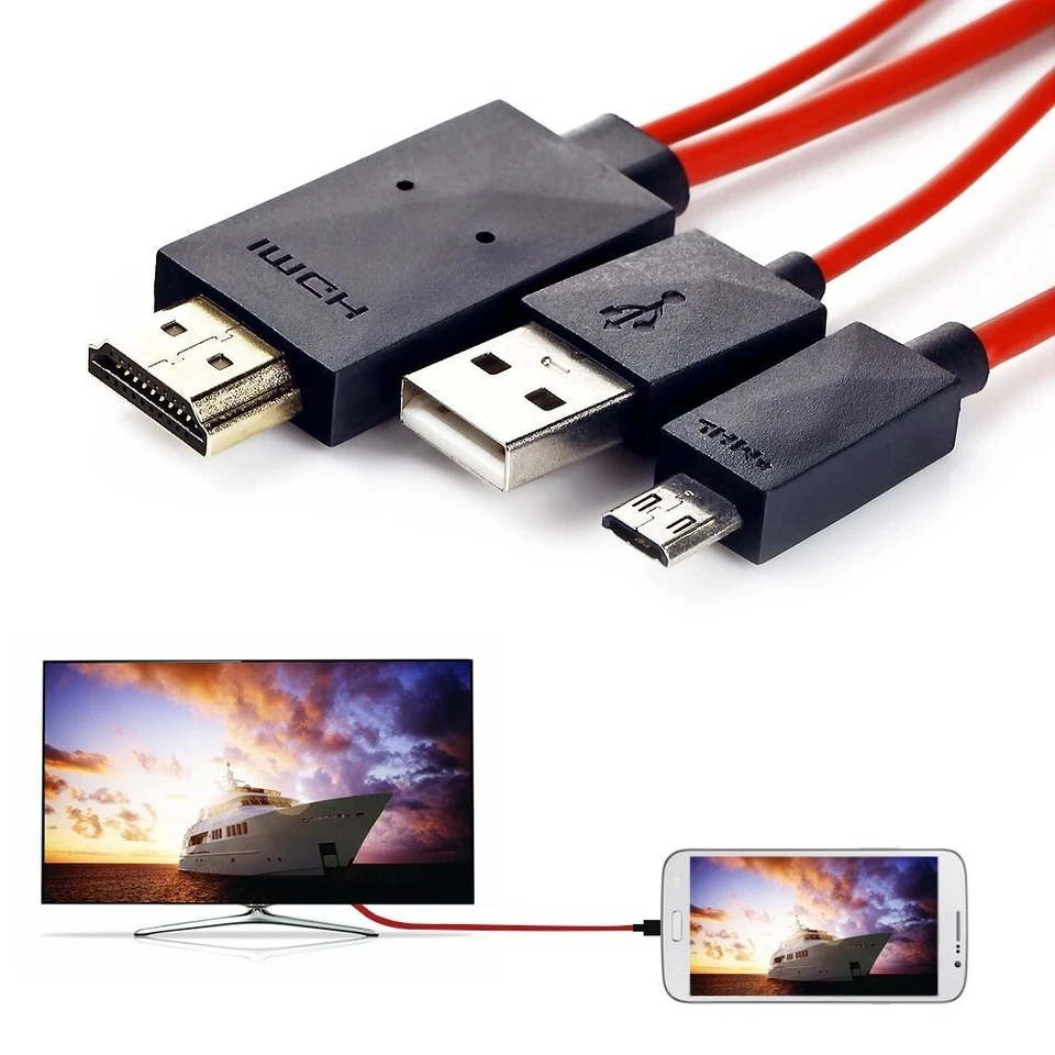 Micro USB to Hdmi 1080p HDTV Adapter Cable for Samsung Galaxy S3/4/5 Note 2/3/4 - Image 1 of 4