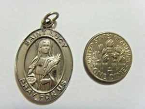 antiker katholisch religiöser Anhänger Sterlingsilber Heilige Lucy bete für uns 51364 - Bild 1 von 5