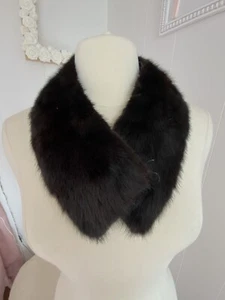 Vintage Womens Mink Fur Collar Dark Brown - Picture 1 of 13