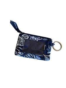 Estuche de identificación floral Vera Bradley con cierre de cremallera y llavero azul - Imagen 1 de 4