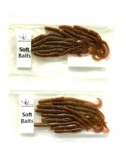 2 PACKS Jed Welsh 4" Curl Tail Earthworm Muddy Rose Silver Flake 10 Count - Picture 1 of 11