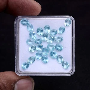 25 Pcs Natural Apatite Faceted Cut Neon Blue Untreated Loose Gemstones~5mm*4mm - Picture 1 of 3