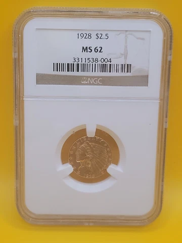 1928 $2.5 Indian Gold Quarter Eagle NGC MS62 Cover