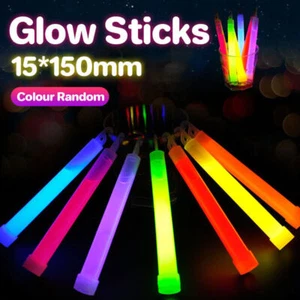 50 x 6 INCH Mixed Glow Sticks With Hook Bulk Party Rave Light Disco Glow In Dark - Picture 1 of 18
