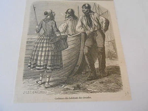 Gravure 1853 - Costumes des Habitants des Orcades - Picture 1 of 1