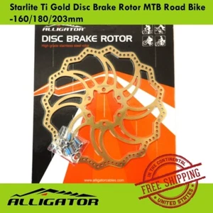 ALLIGATOR Starlite Ti Gold Disc Brake Rotor MTB Road Bike -160/180/203mm - Picture 1 of 2