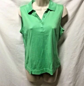 EP Pro Tour Womens Sz M Sleeveless Green Polo Shirt Tank Cotton Blend - Picture 1 of 3