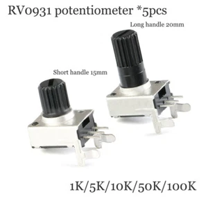 5 piezas RV0931 potenciómetro 1K/5K/10K/50K/100K vástago eje redondo ajuste lateral - Imagen 1 de 4